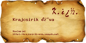 Krajcsirik Éva névjegykártya